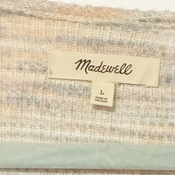 Madewell‎ Size Large Rainbow Space Dye Faux Wrap Long Sleeve Blouse Waffle Knit - Image 5