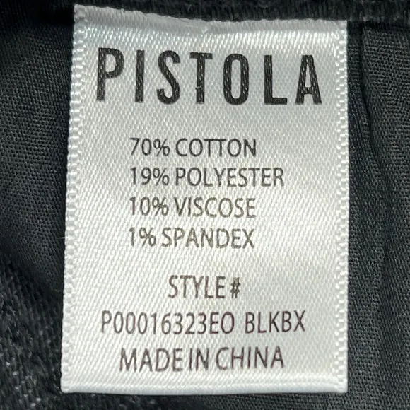 Pistola Cassie Crop Straight Jeans 27" Black Box Super High Rise Creased Denim‎ - Image 5