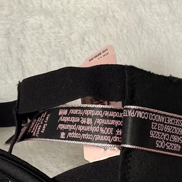 Victorias Secret Very Sexy‎ Black Butterfly Mesh Strappy Low Cut Demi Bra XL NEW - Image 7