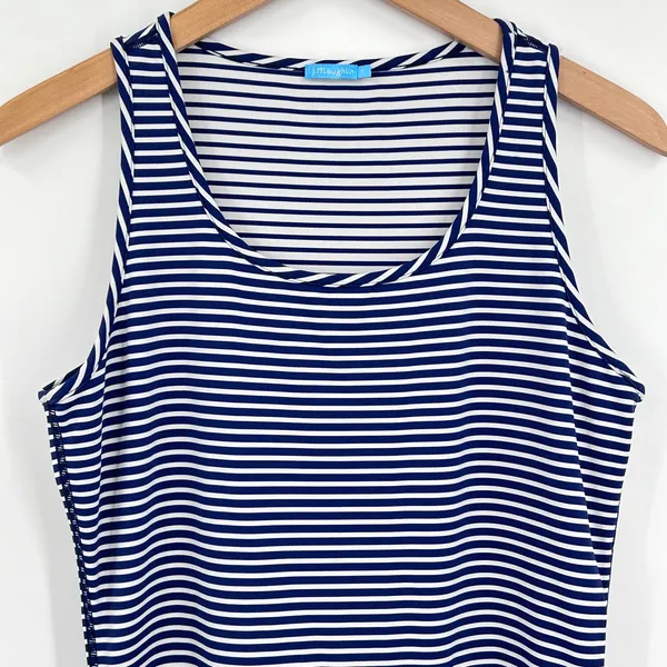 J McLaughlin Dress Women's‎ Maxi Casual Travel Striped Stretch Blue White Small - Image 6