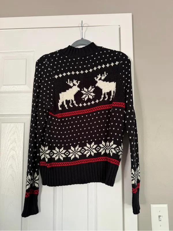 Abercrombie and Fitch A&F Vintage Deer Holiday Snowflake Sweater Christmas Cozy - Image 6
