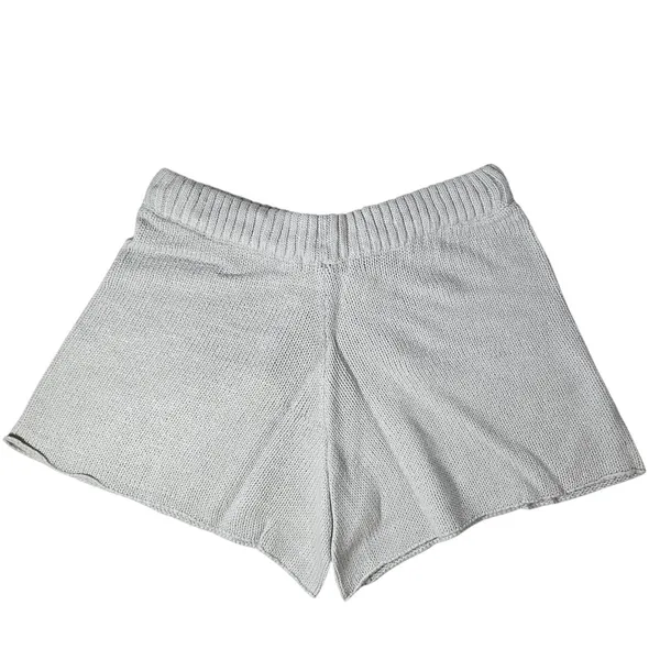 WeWoreWhat‎ Pull On Sweater Shorts L Gray Chunky Knit Drawstring Loungewear - Image 2