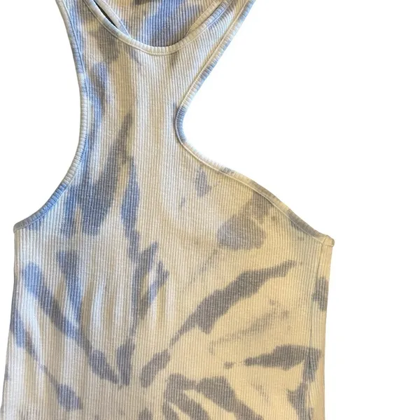 Zara asymmetrical ribbed baby blue and white tie dye tank dress beach vacation - Image 8