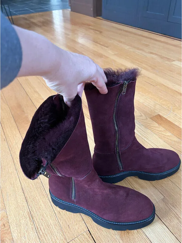 Boemos suede and fur mid calf boots. Size 10 - Image 3