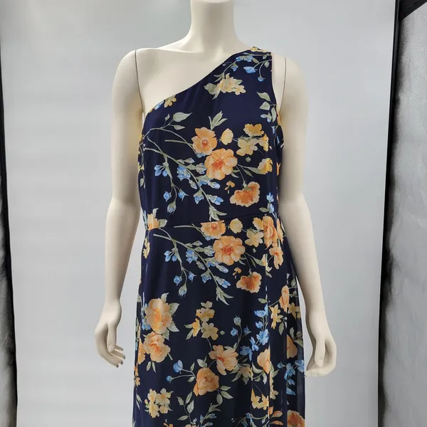 Lulus Elegant Admiration Maxi One Shoulder Dress XL Navy Floral Wedding Guest - Image 5