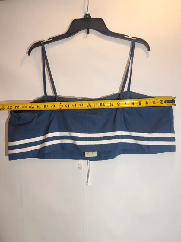 NWT Free People Fischer Navy White Nautical Sailor Striped Cropped Top Size L - Image 3
