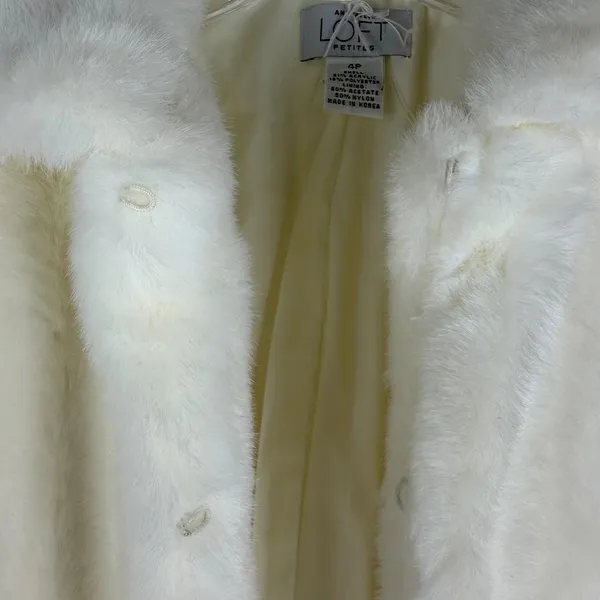 Ann Taylor LOFT Faux Fur Short Jacket White Size 4P - Image 9