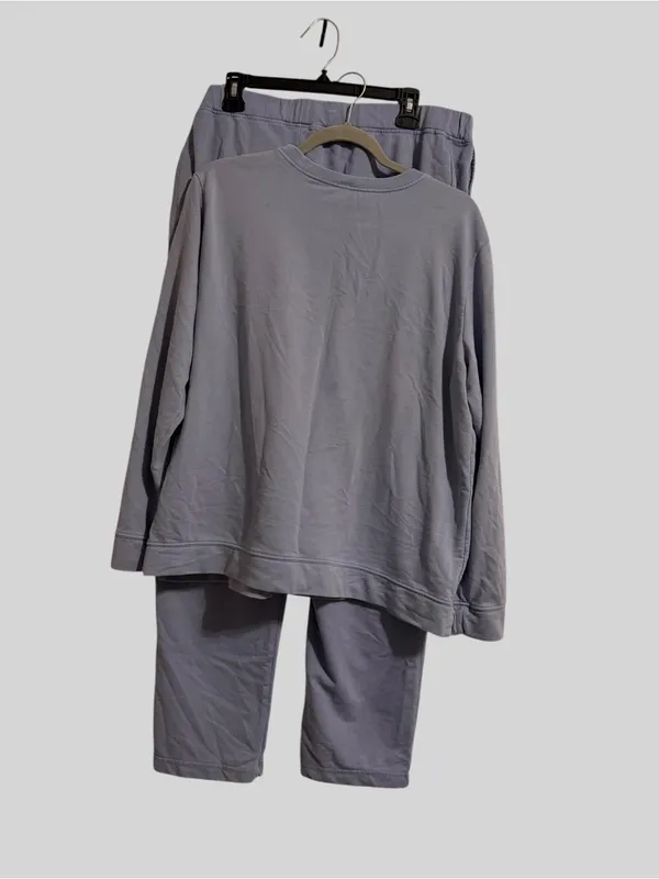 Blair Light Gray Pajama Set with Navy Floral Embroidery - Image 5