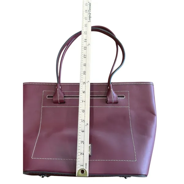 Dooney & Bourke Beacon Collection Matte Bordeaux Vacchetta Leather Shoulder Bag - Image 8