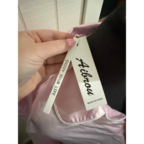 Aibrou Pink Satin Pajama Set Women 2XL Long Sleeve Button Down PJs NWT - Image 9