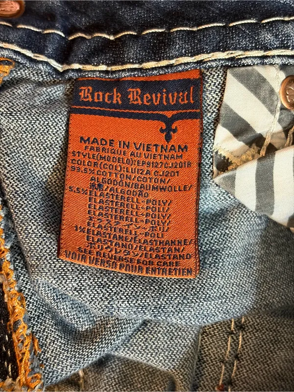 Rock Revival Luisa low rise straight med wash faded Embellished denim jeans 27 - Image 12