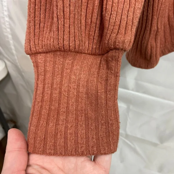 Madewell women's rustic orange soft knit balloon‎ sleeve stretch sweater medium - Image 2
