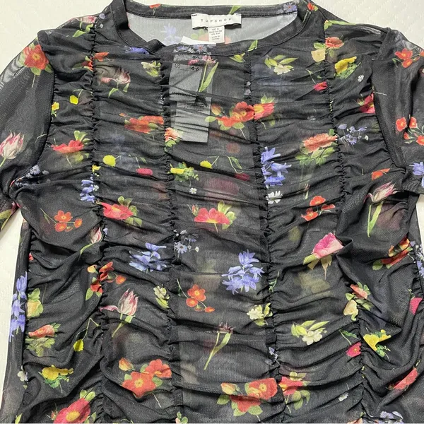 TopShop Floral long sleeve‎ mesh women’s size small, NWT - Image 9