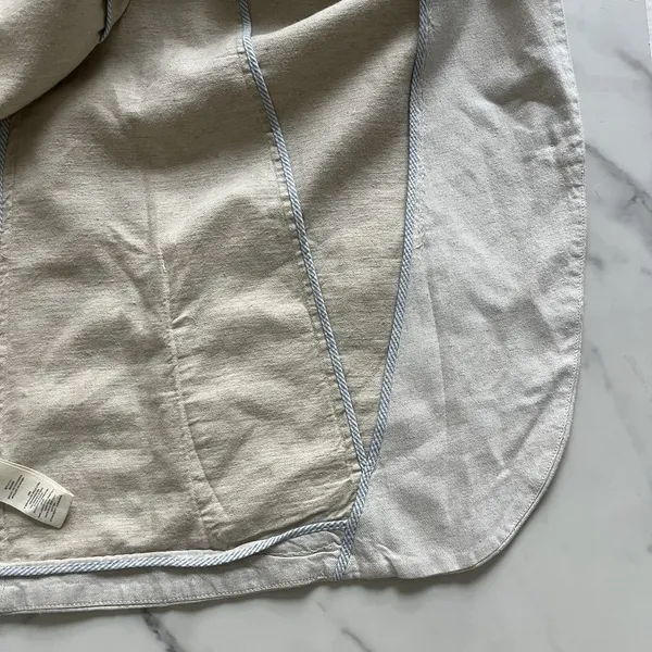 Free People Simply Perfect Linen Blazer Natural Tan Medium Oversized Jacket M - Image 12