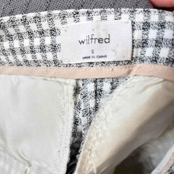 Wilfred Aritzia Gingham Wide Leg Trousers Black White‎ Checkered Side Zip Small - Image 6