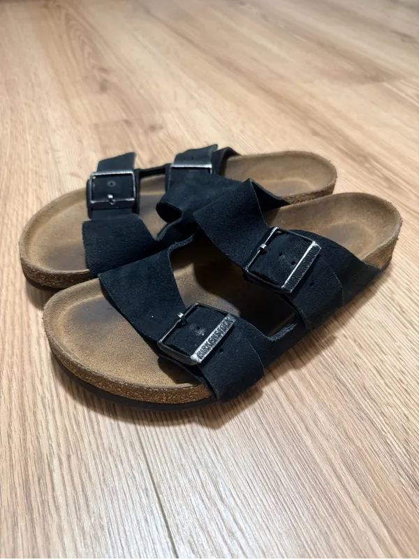 Birkenstock Arizona Soft Footbed Black Suede Sandals Women's Size 38 US 7 - Image 2