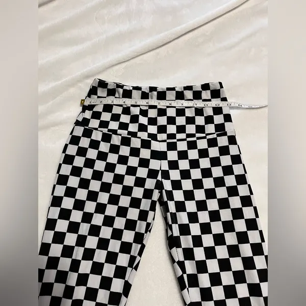 EYE CANDY Black & White Checkered Soft Leggings Gameday Racing Sz S EUC - Image 5