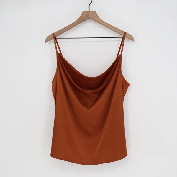 SHEIN Rust Brown Satin Cowl Neck Camisole Top Large Adjustable Straps - Image 2