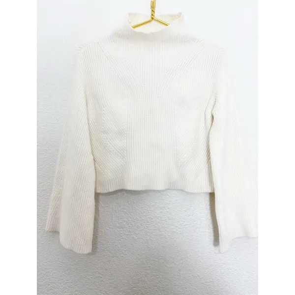 Anthropologie Maeve Katey Mock Neck Bell Sleeve Sweater Cream Size XXS - Image 10