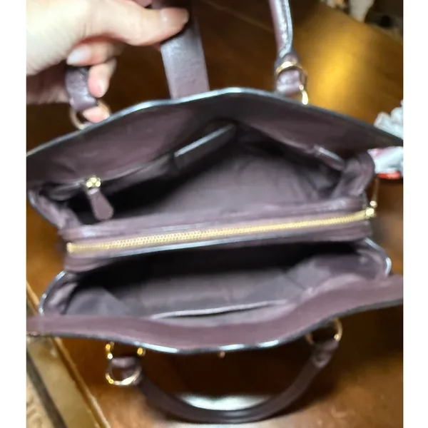 Coach Mercer 30 Satchel Plum Pebble Leather Handbag 37575 Gold Hardware - Image 12