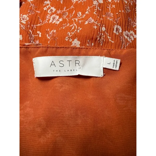 ASTR The Label Rust Floral Plisse Peplum Top Orange Size Large Boho Chic - Image 7