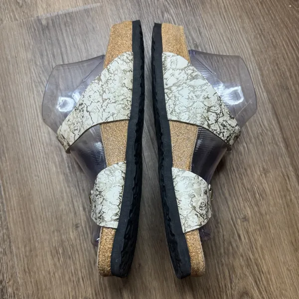 Papillio Women's Sydney Double Strap Sandals Cream Gold Marble Size 42 L11 - Image 4