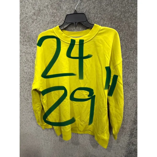 Lululemon Women Sweatshirt XL Yellow Perfectly Oversized Crew Pullover Logo - Image 7