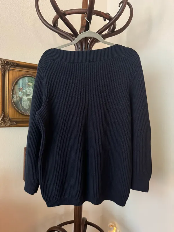 Vintage Tommy Hilfiger Boat Neck Navy Knit Sweater - Image 3