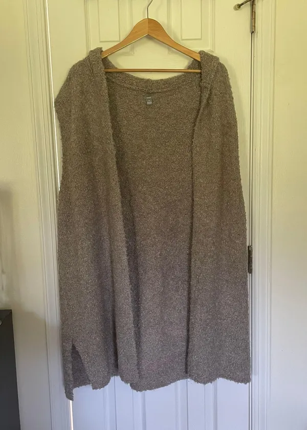 Aerie Beige & Tan Teddy Hooded Vest - Image 2