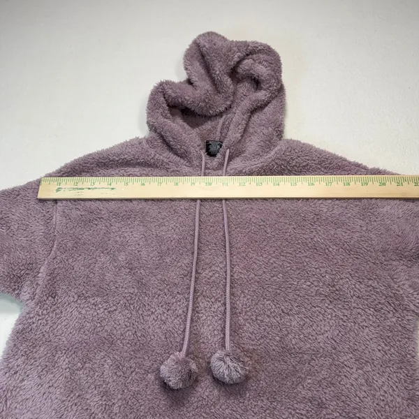 Cold Crush Womens Teddy Fleece‎ Hoodie Pom Pom Drawstring Purple Small NWT - Image 6