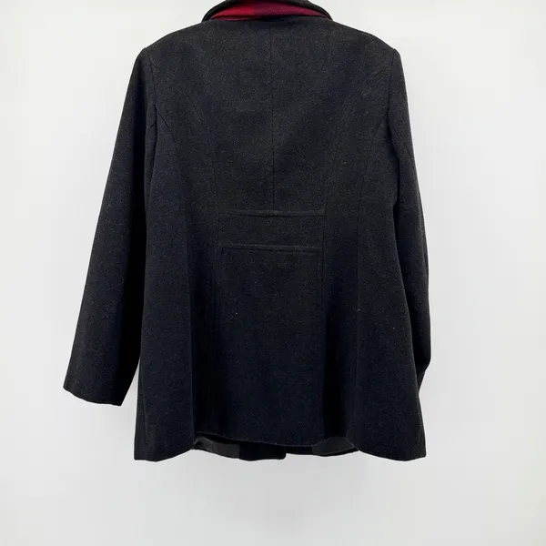 London Fog Womens XL Charcoal Gray Wool Blend Coat with Plaid Scarf 175069 - Image 3