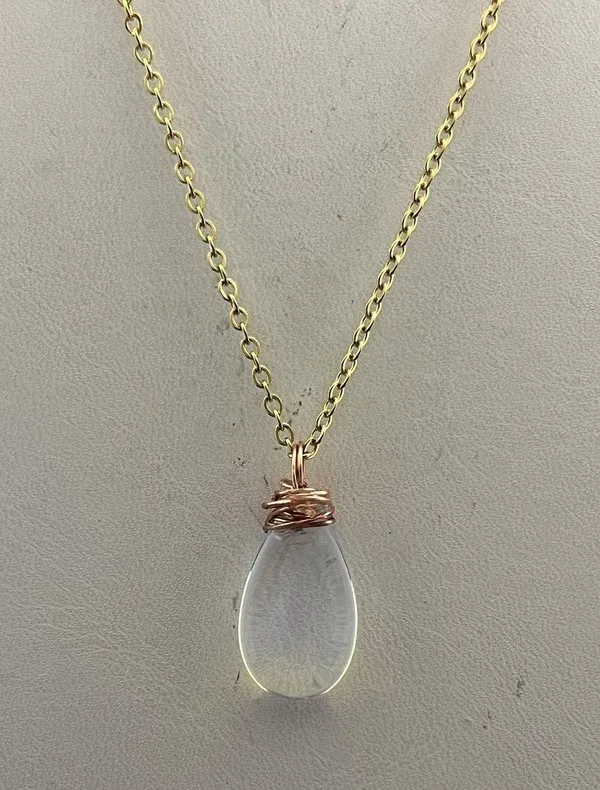 Handmade Opalite Drop Gold Chain Necklace - Image 3
