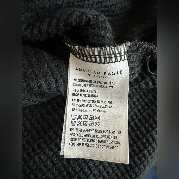 American Eagle Women’s Waffle Knit Long Sleeve Crewneck Top‎ Gray Size Small - Image 6