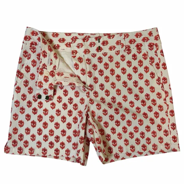 Ann Taylor Loft Riviera Floral Block Print Shorts • Red + White Chino Size 8 - Image 3