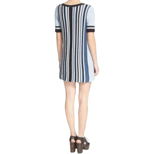 Free‎ People Tunic Sweater Mini Dress Boho Knit Navy Baby Blue Cozy Chic Small - Image 3