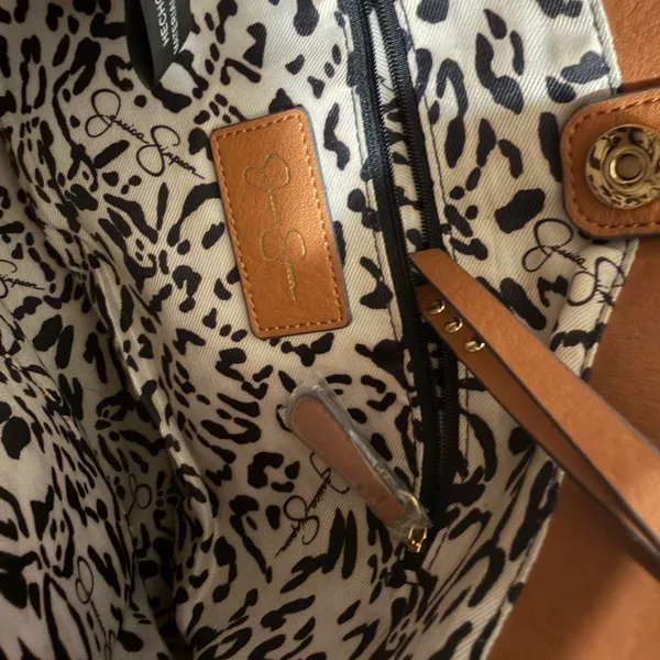 Jessica Simpson Tan Straw and Leather Studded Shoulder Bag - Image 10
