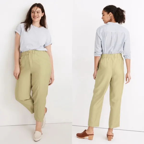 Madewell Tapered Huston Pull-On Crop Pants Sz‎ Medium Faded Seagrass - Image 2