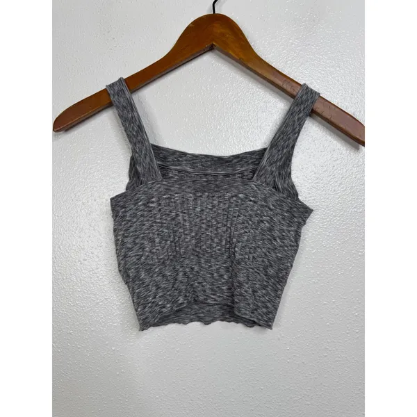 Athleta Revolve Cami Grey Space Dye Ribbed Knit Crop Tank Top Womens XS‎ - Image 2