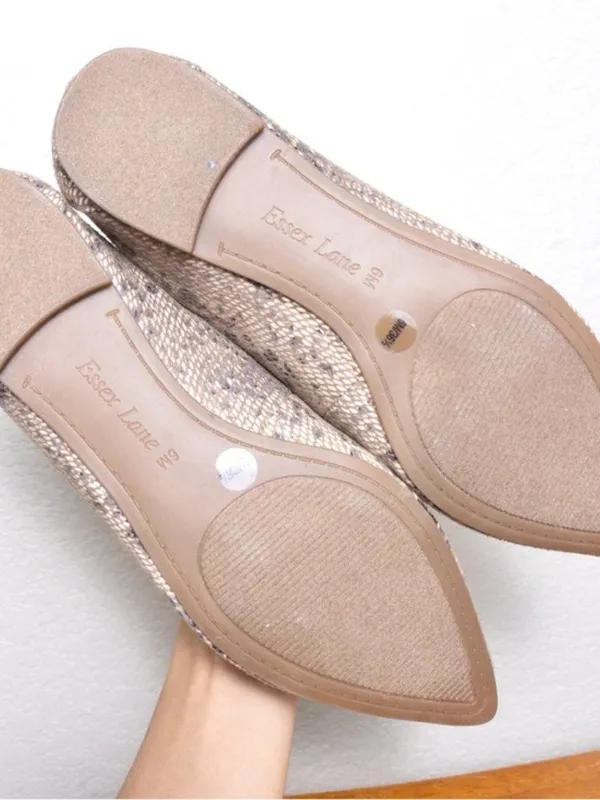 NWT Essex Lane Aleanor Pointed Toe Flat 6 Tan Multi Snake Faux Leather - Image 9