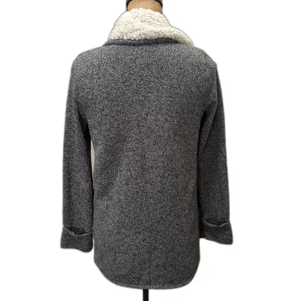 Abercrombie & Fitch Gray Sherpa Lined Open Front Shawl Cardigan Sweater Size‎ XS - Image 2