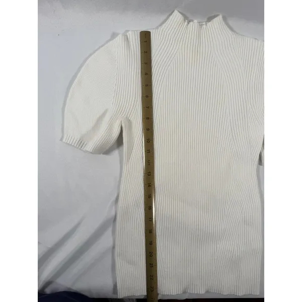 Maeve By Anthropologie Annette Short-Sleeve Mock Neck Puff-Sleeve Sweater Medium - Image 3