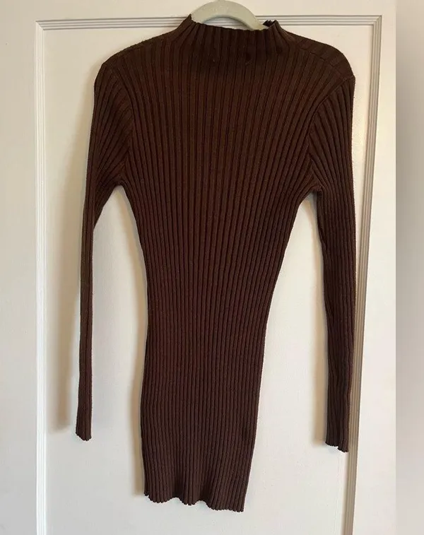 Brown sweater mini dress Size L - Image 3