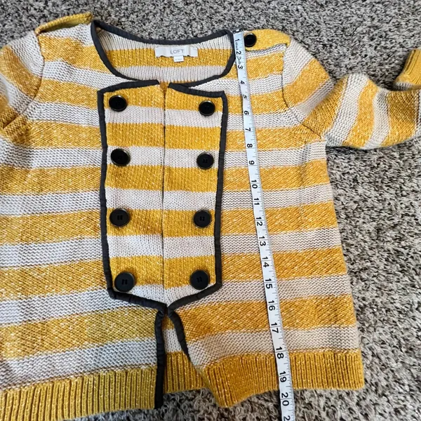 LOFT Women's Striped Double Breasted‎ Knit Cardigan Sweater Size S - Image 6