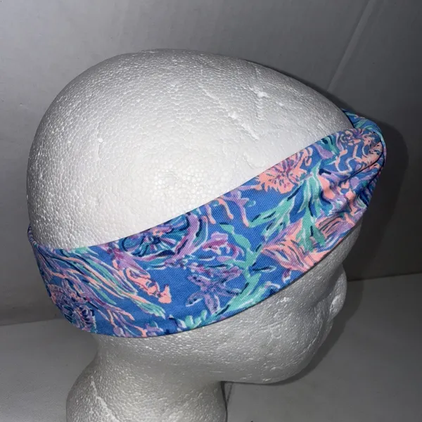 Lilly Pulitzer Twist Wrap Headband Chick Magnet Blue Floral Print Hair Accessory - Image 2