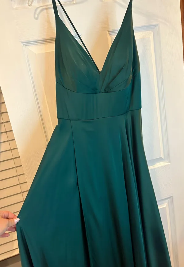 Emerald Green Silk Prom Dress - Image 4