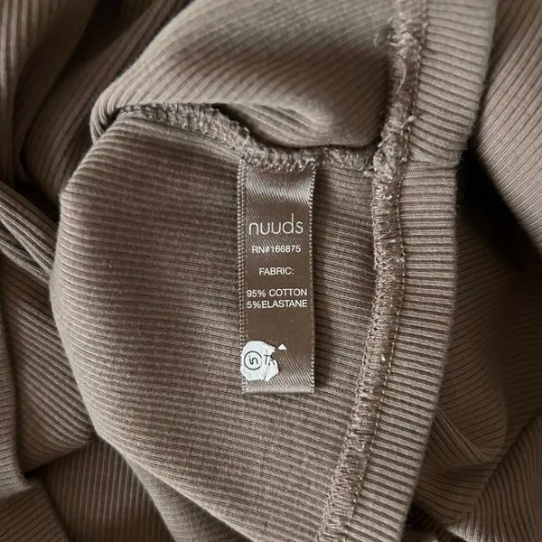 Nuuds Brown Ribbed Short Sleeve Baby Tee Crew Neck Cotton Blend Size Large - Image 5