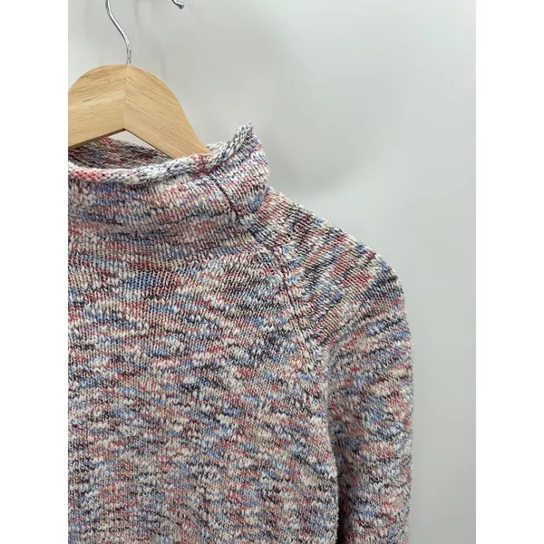 L.L.‎ Bean Pink Speckle Mock Neck Pullover Sweater 100% Cotton Womens Small FN21 - Image 6
