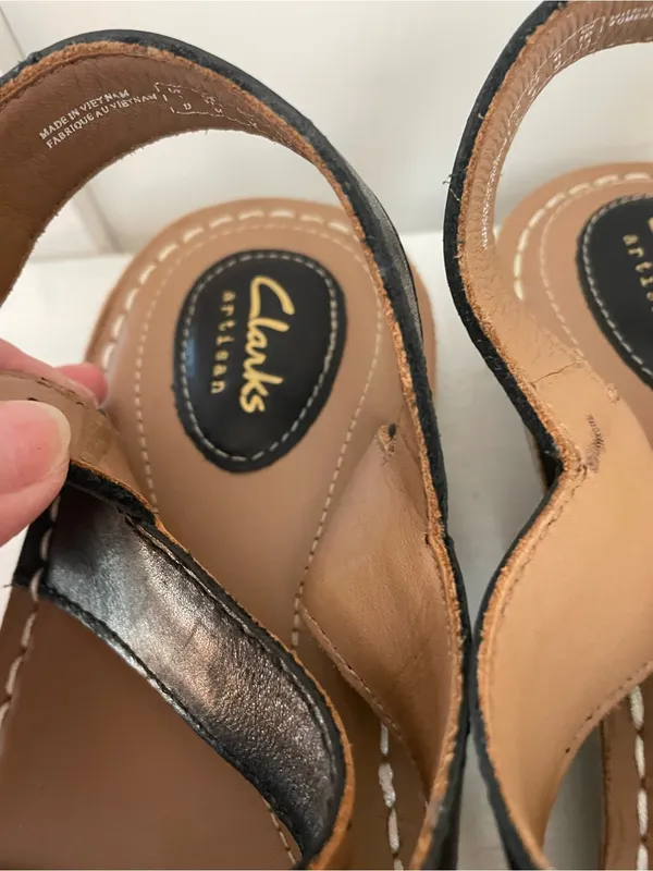 Clarks Black Leather Crisscross Slingback Sandals - Image 3