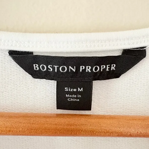 Boston Proper Sport Dress Medium White Red Blue Striped French Terry Flounce Hem - Image 9