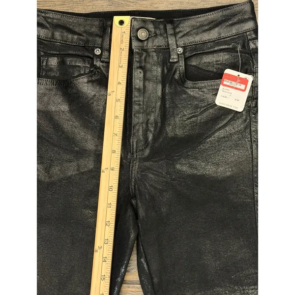 NWT Free People We The Free Coated Black High Rise Skinny Jeans‎ Raw Hem Size 28 - Image 6
